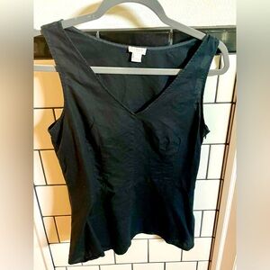 Linen cotton blend peplum tank top